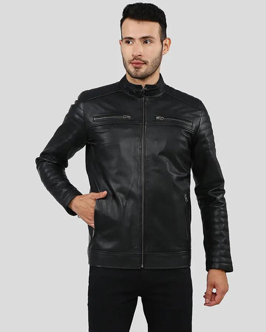 Elon Black Motorcycle Leather Jacket - Vox Leather
