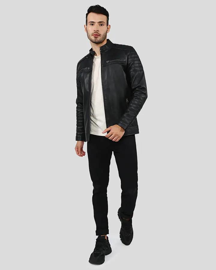 Elon Black Motorcycle Leather Jacket - Vox Leather