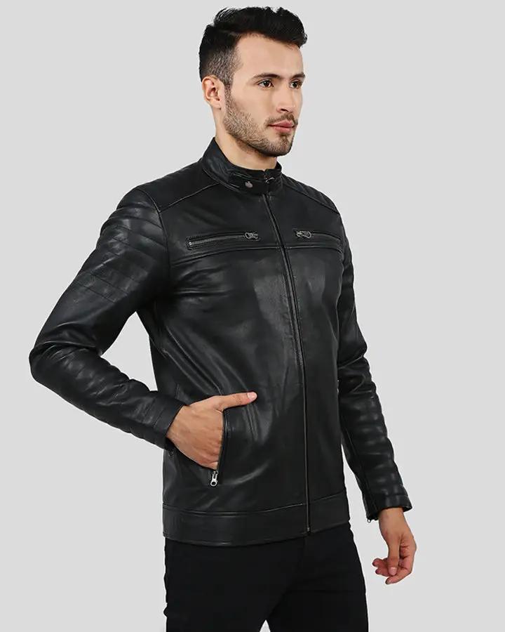 Elon Black Motorcycle Leather Jacket - Vox Leather