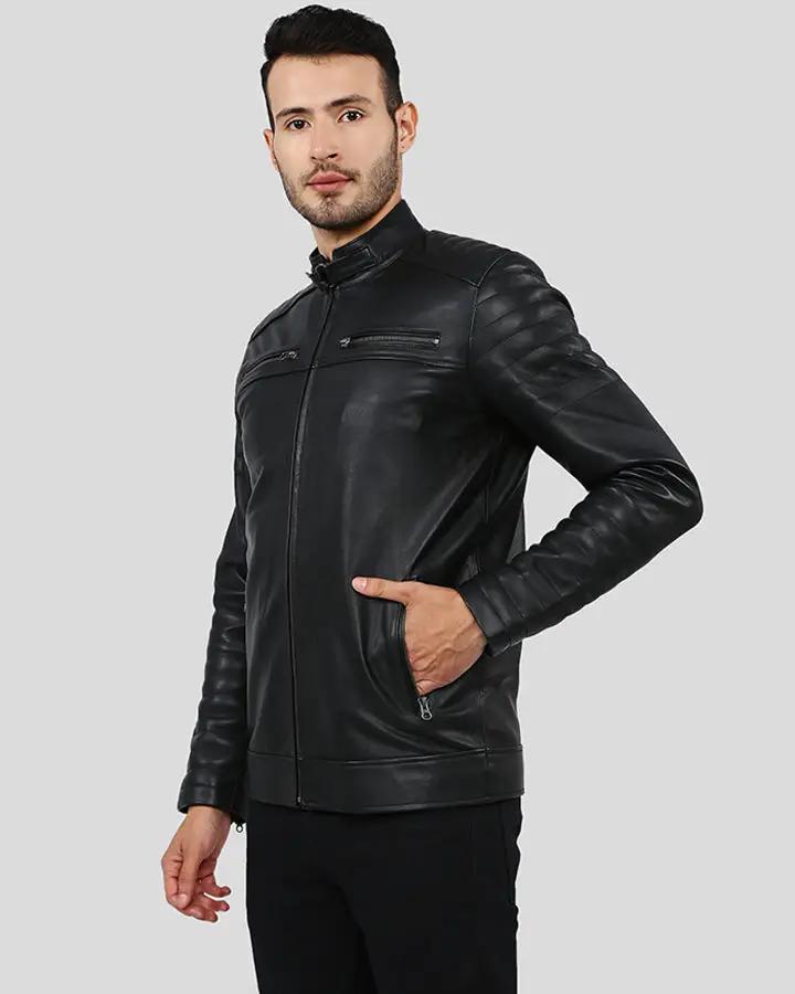 Elon Black Motorcycle Leather Jacket - Vox Leather