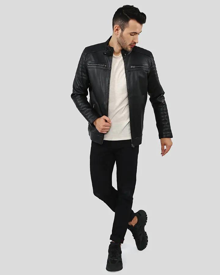 Elon Black Motorcycle Leather Jacket - Vox Leather