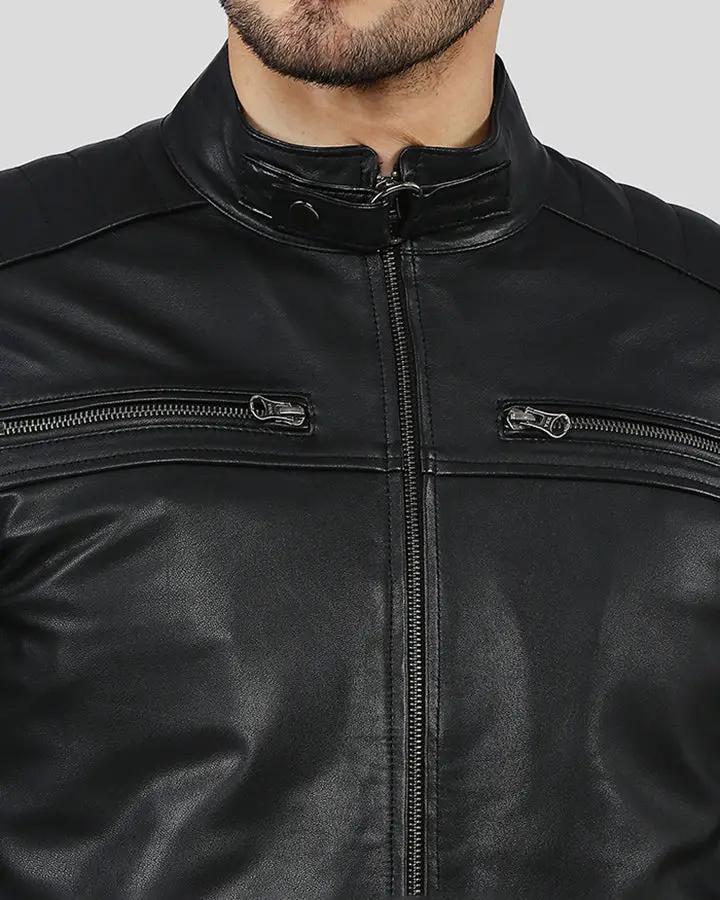 Elon Black Motorcycle Leather Jacket - Vox Leather
