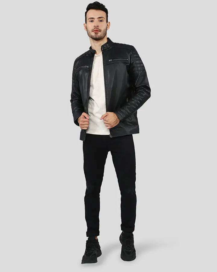 Elon Black Motorcycle Leather Jacket - Vox Leather