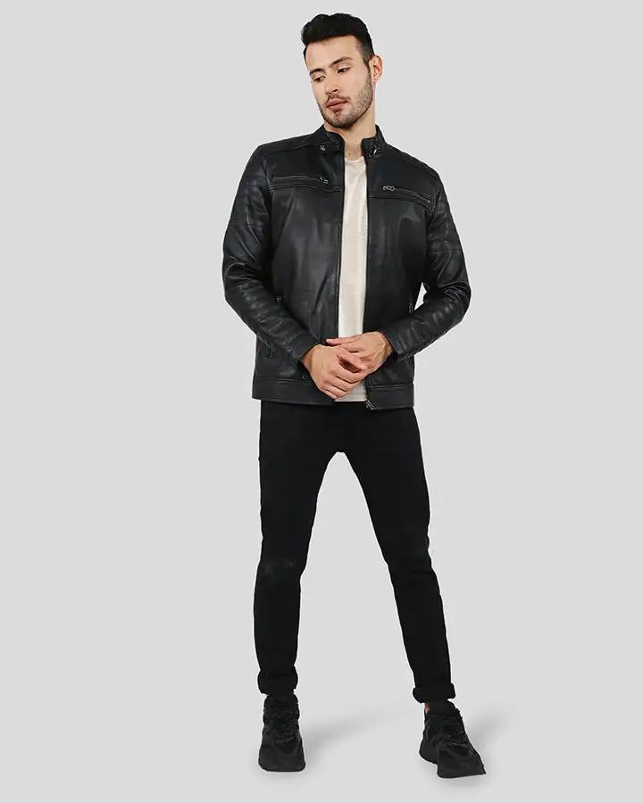 Elon Black Motorcycle Leather Jacket - Vox Leather