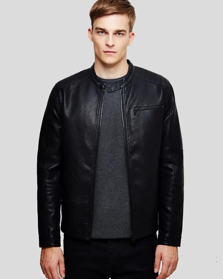 Eric Black Leather Racer Jacket - Vox Leather