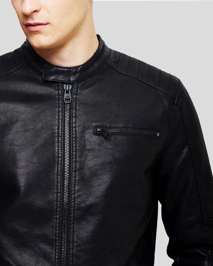 Eric Black Leather Racer Jacket - Vox Leather
