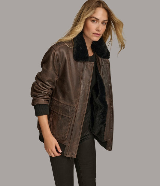 Everleigh Faux Fur Lined Bomber - Vox Leather