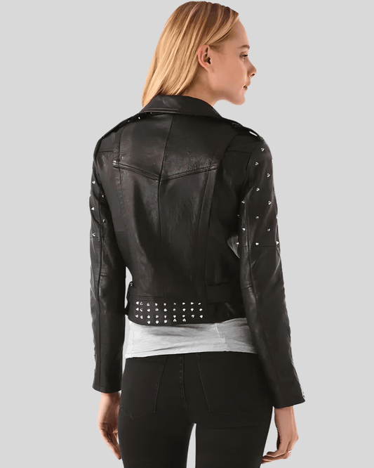 Ezra Black Studded Leather Jacket - Rare Leather