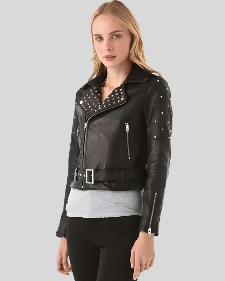 Ezra Black Studded Leather Jacket - Rare Leather