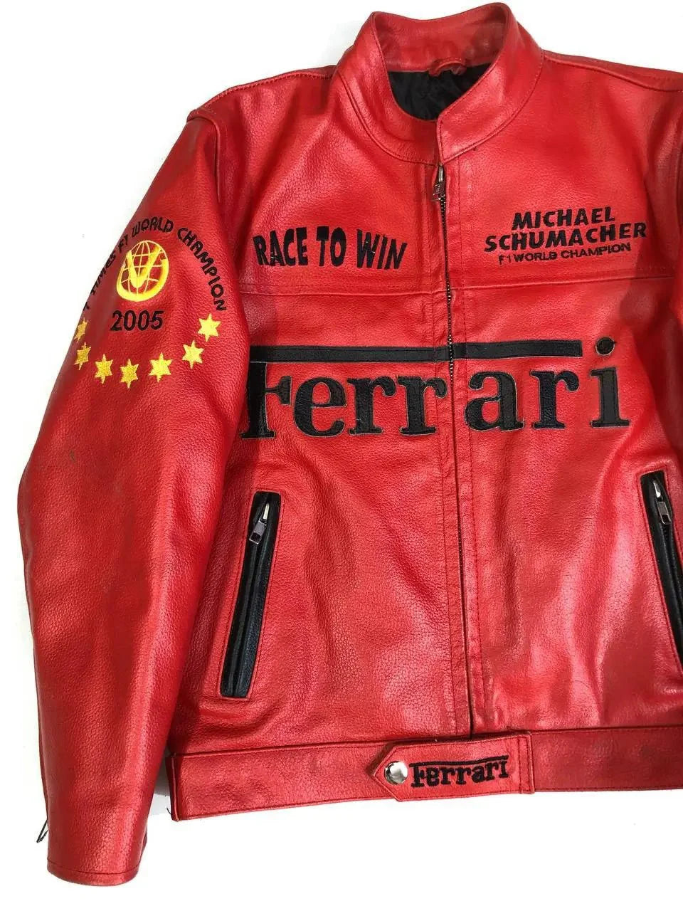 F1 MS Ferrari Red Leather Jacket - Rare Leather