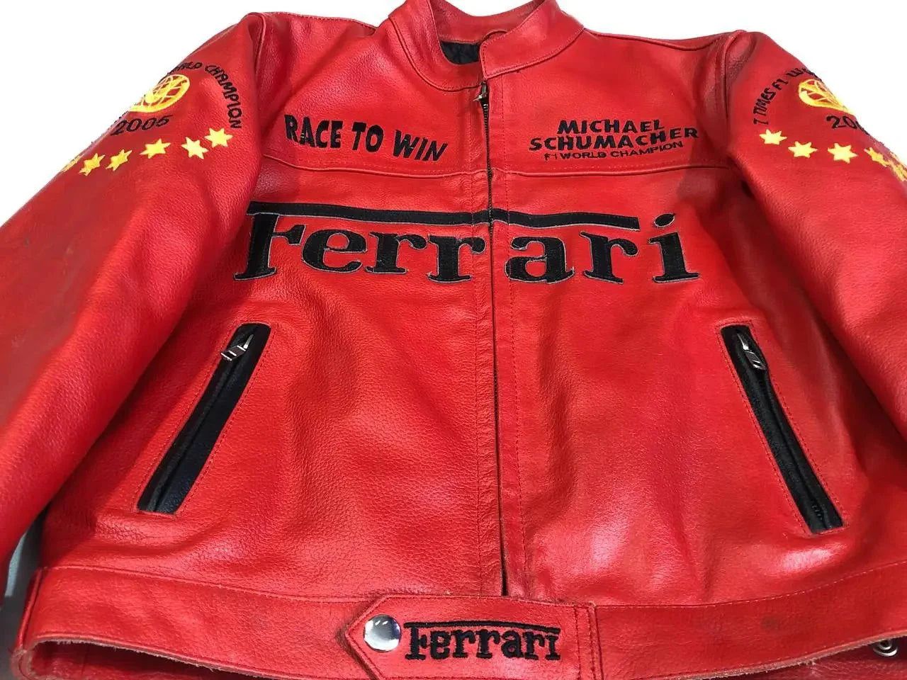 F1 MS Ferrari Red Leather Jacket - Rare Leather