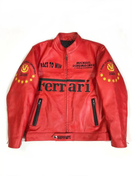 F1 MS Ferrari Red Leather Jacket - Vox Leather