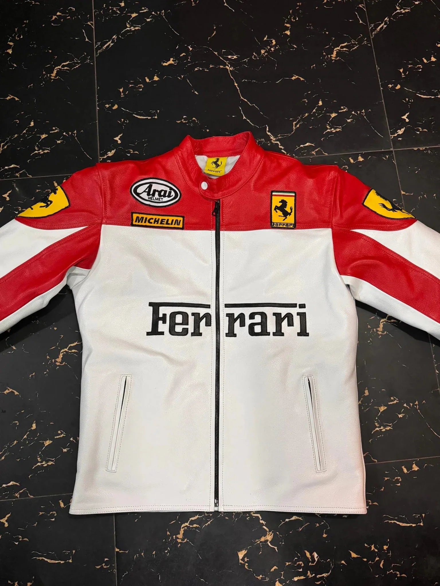 Farrari Racing Real Leather Jacket Motorcycle - Rare Leather