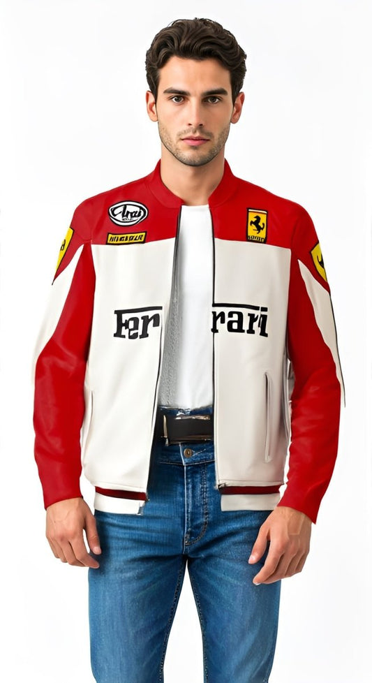 Farrari Racing Real Leather Jacket Motorcycle - Vox Leather