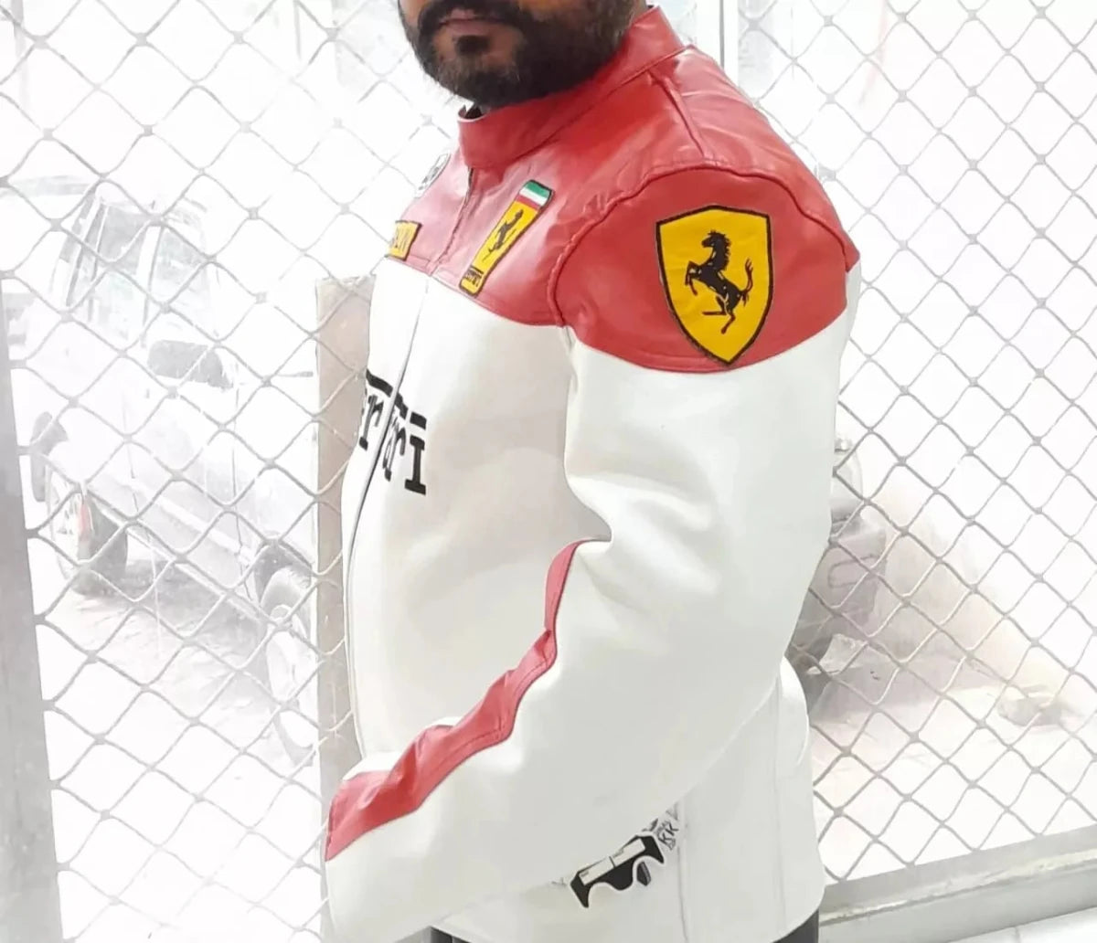 Farrari Racing Real Leather Jacket Motorcycle - Vox Leather