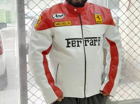 Farrari Racing Real Leather Jacket Motorcycle - Vox Leather