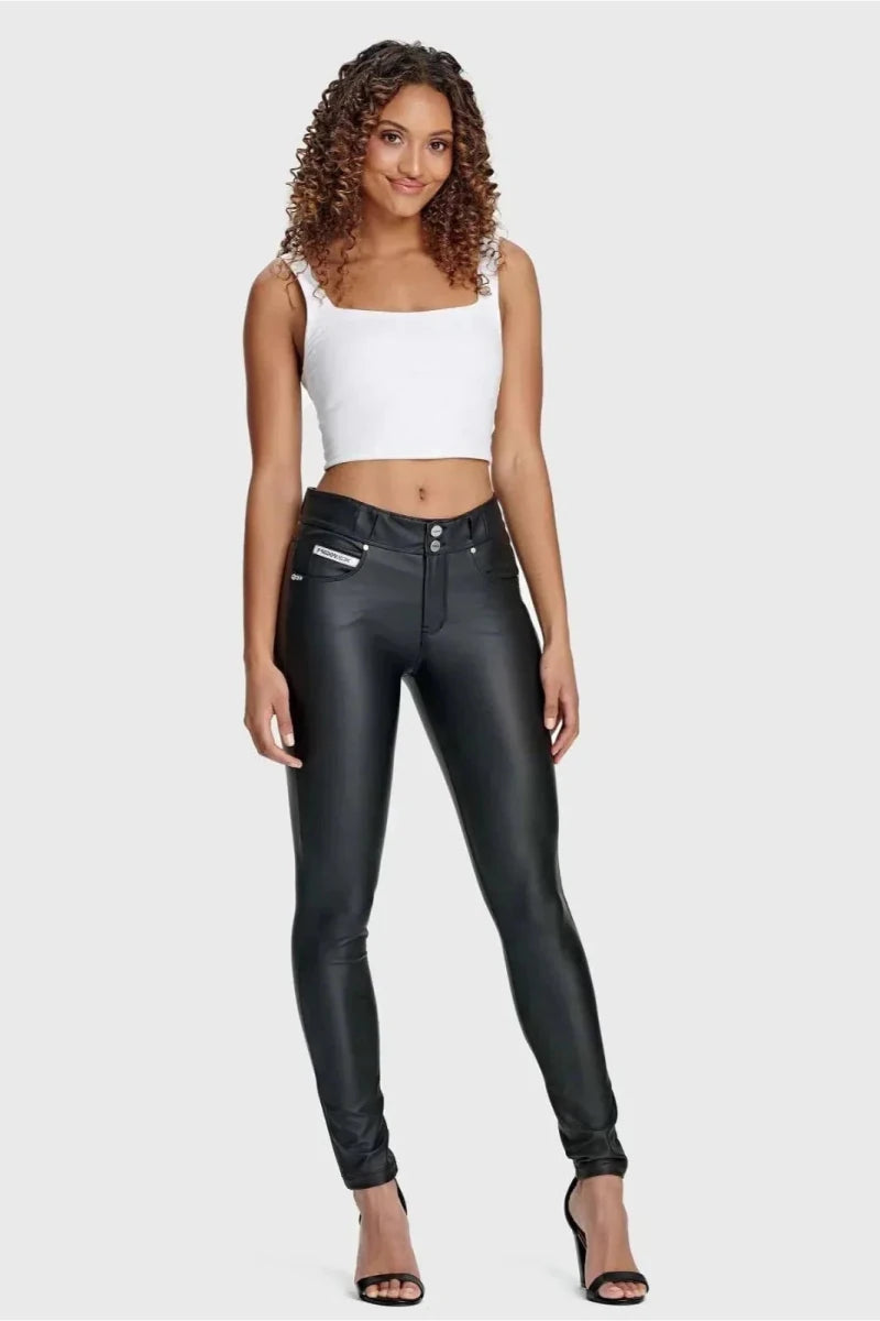 Faux Leather - High Waisted - Full Length - Black - Vox Leather