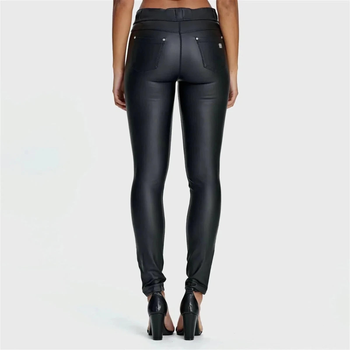 Faux Leather - High Waisted - Full Length - Black - Vox Leather