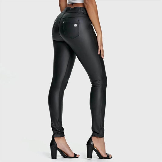 Faux Leather - High Waisted - Full Length - Black - Vox Leather