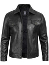 Fernando Mens Black Leather Trucker Jacket - Rare Leather