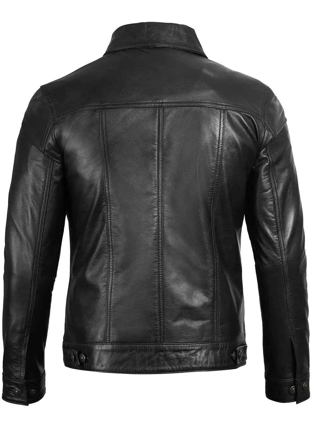 Fernando Mens Black Leather Trucker Jacket - Rare Leather