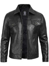 Fernando Mens Black Leather Trucker Jacket - Vox Leather