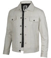 Fernando Men's Off White Leather Trucker Jacket - Rare Leather