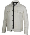 Fernando Men's Off White Leather Trucker Jacket - Vox Leather