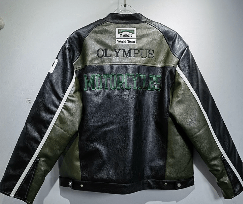 Ferrari Green - Black Leather Vintage Racing Jacket - Rare Leather Order Now !!