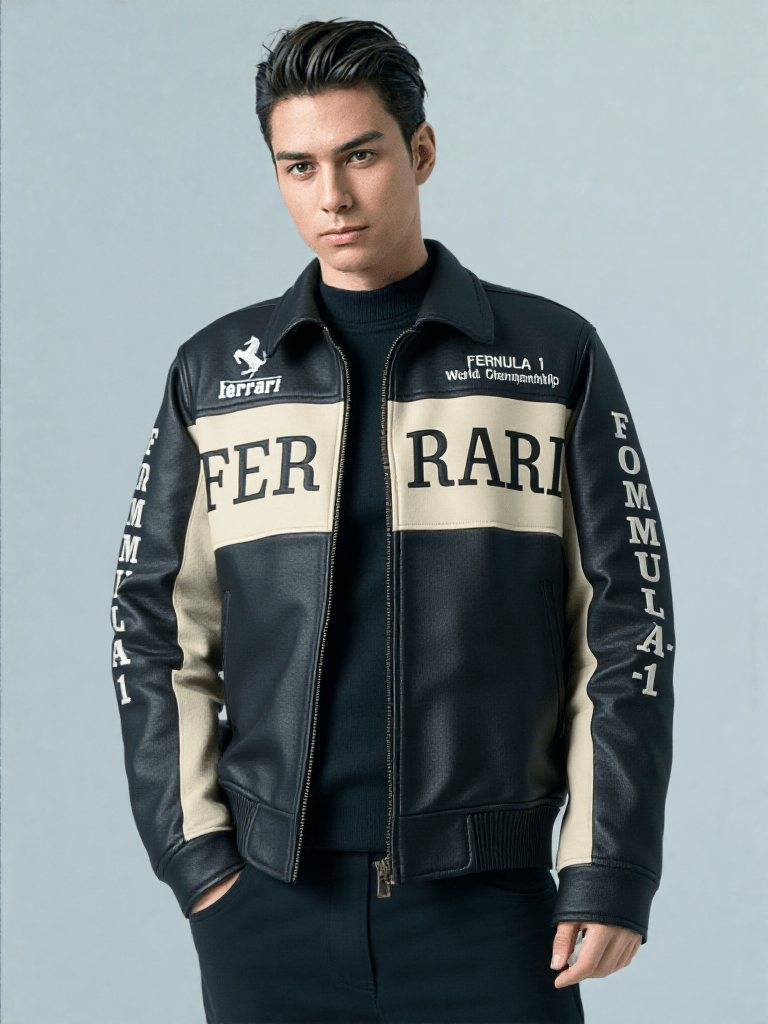 Ferrari Racing F1 Leather Bomber Jacket - Rare Leather Order Now !!