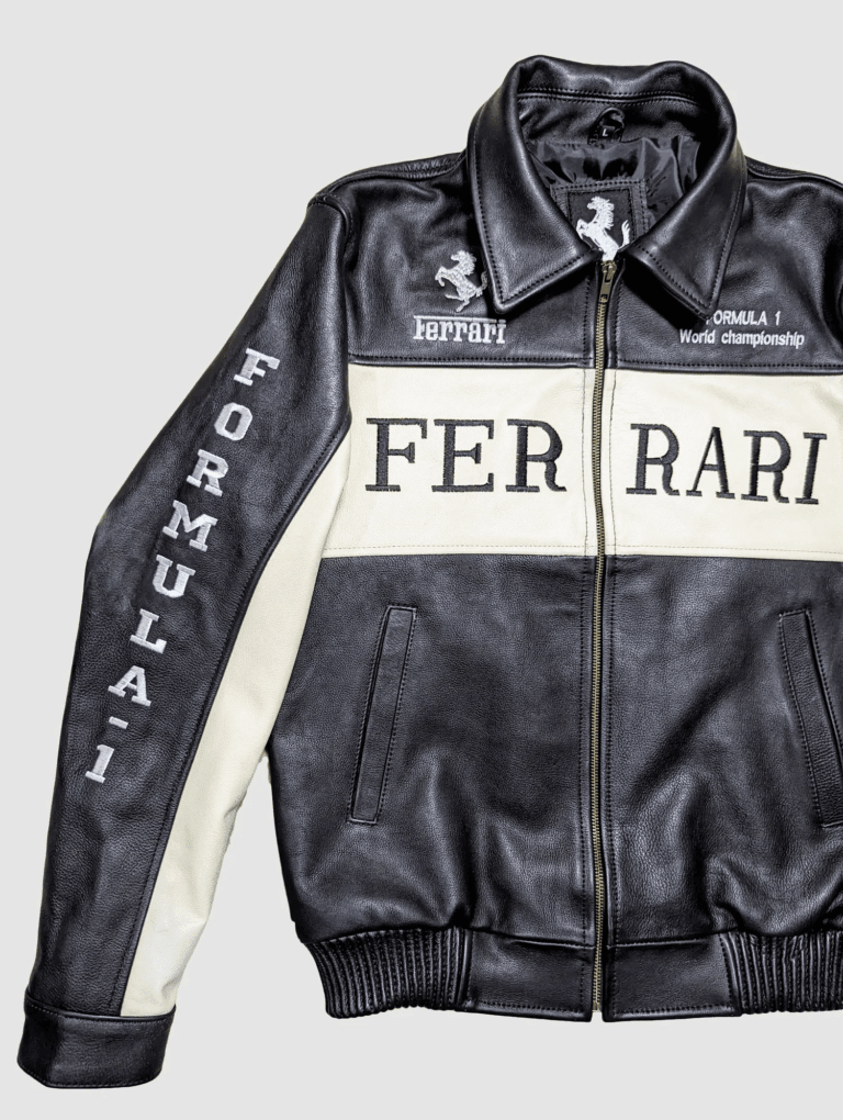 Ferrari Racing F1 Leather Bomber Jacket - Vox Leather