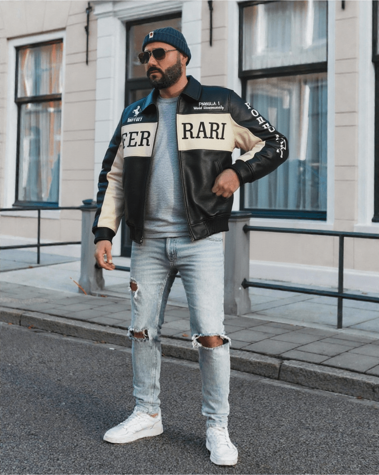 Ferrari Racing F1 Leather Bomber Jacket - Vox Leather