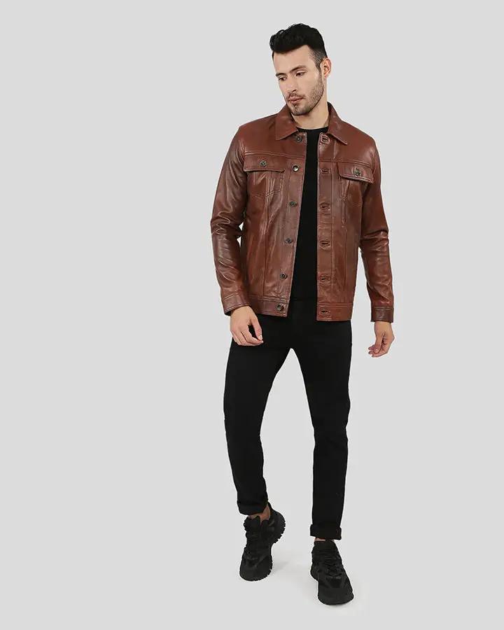 Finley Brown Biker Leather Jacket - Vox Leather