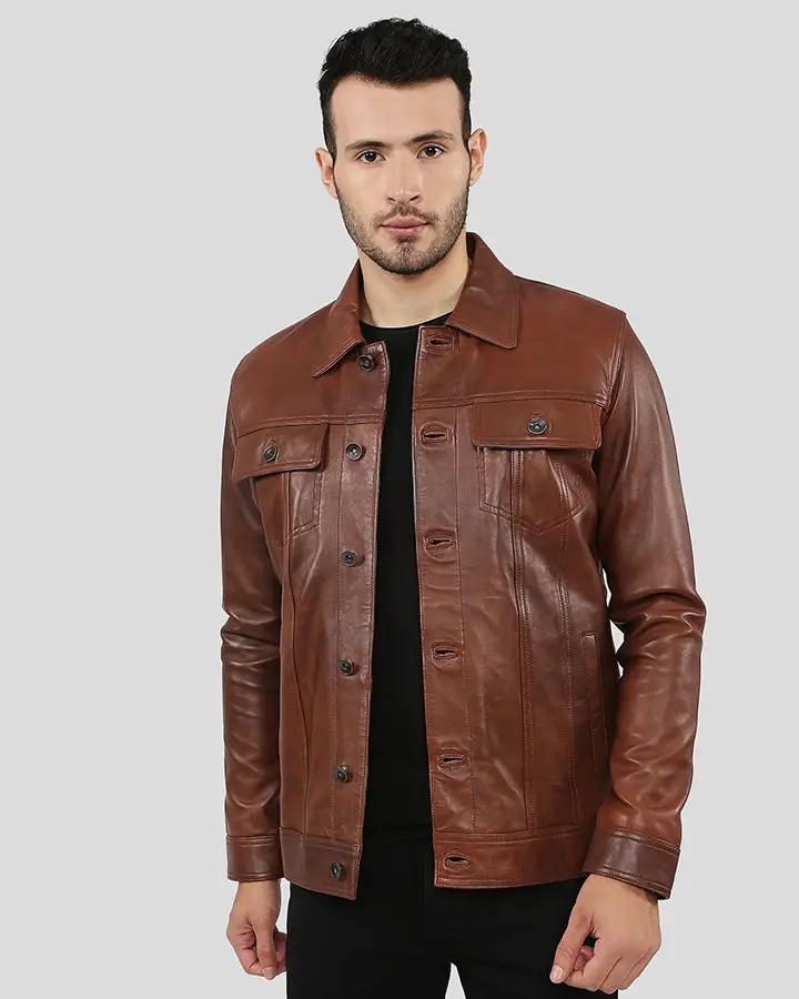 Finley Brown Biker Leather Jacket - Vox Leather