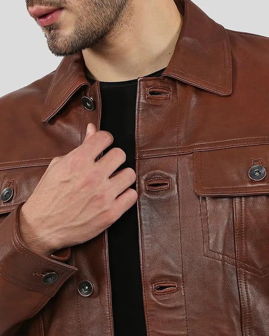 Finley Brown Biker Leather Jacket - Vox Leather