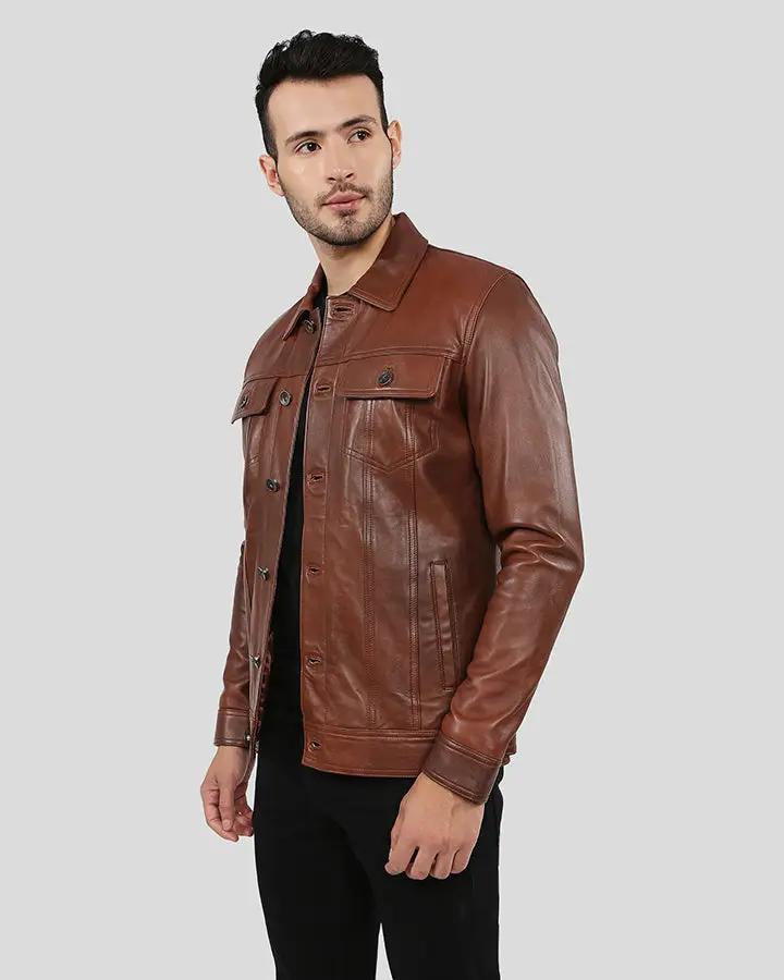 Finley Brown Biker Leather Jacket - Vox Leather