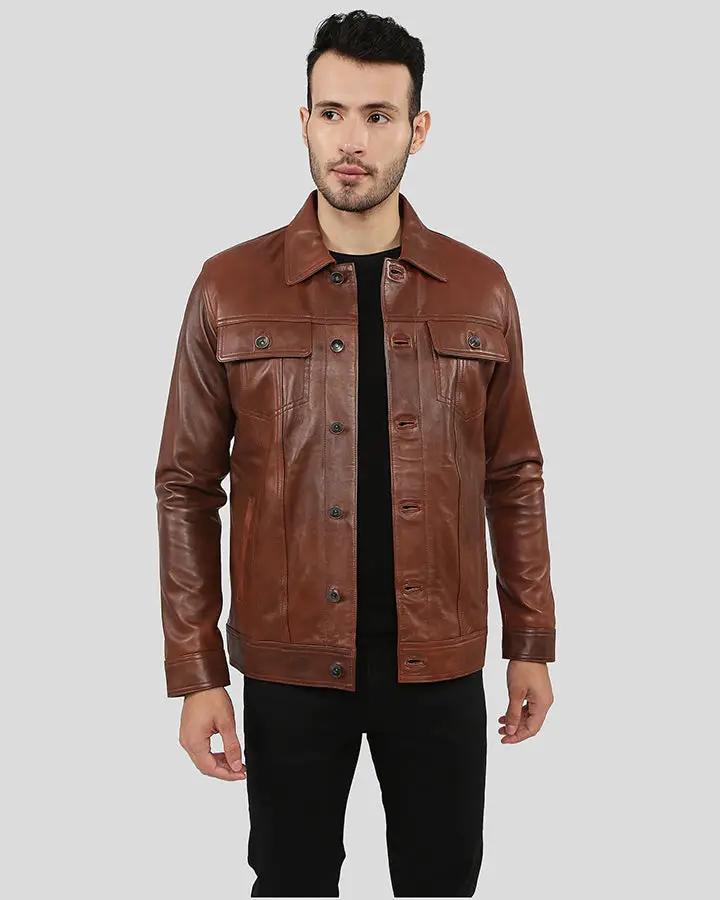 Finley Brown Biker Leather Jacket - Vox Leather