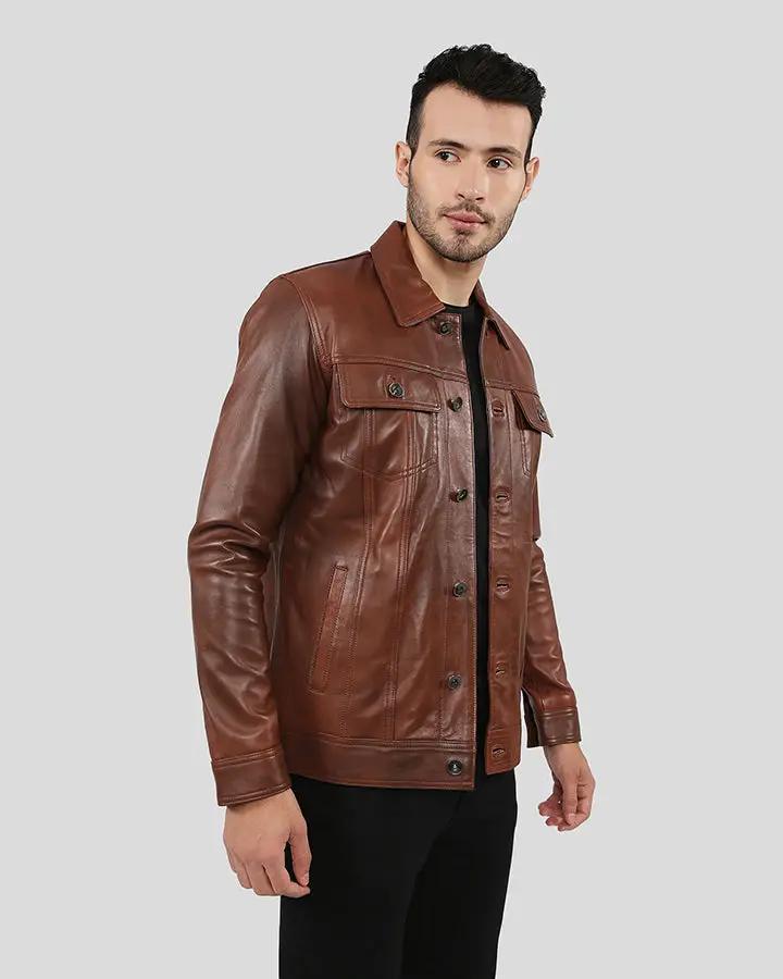 Finley Brown Biker Leather Jacket - Vox Leather