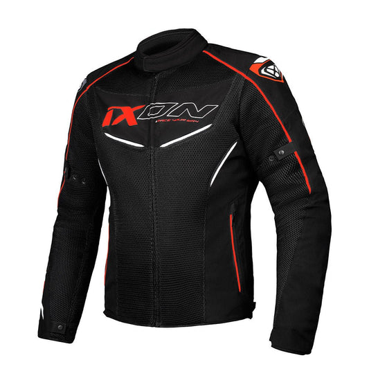 Flicker - All Weather Riding Jacket (Black/White/Red) - Vox Leather