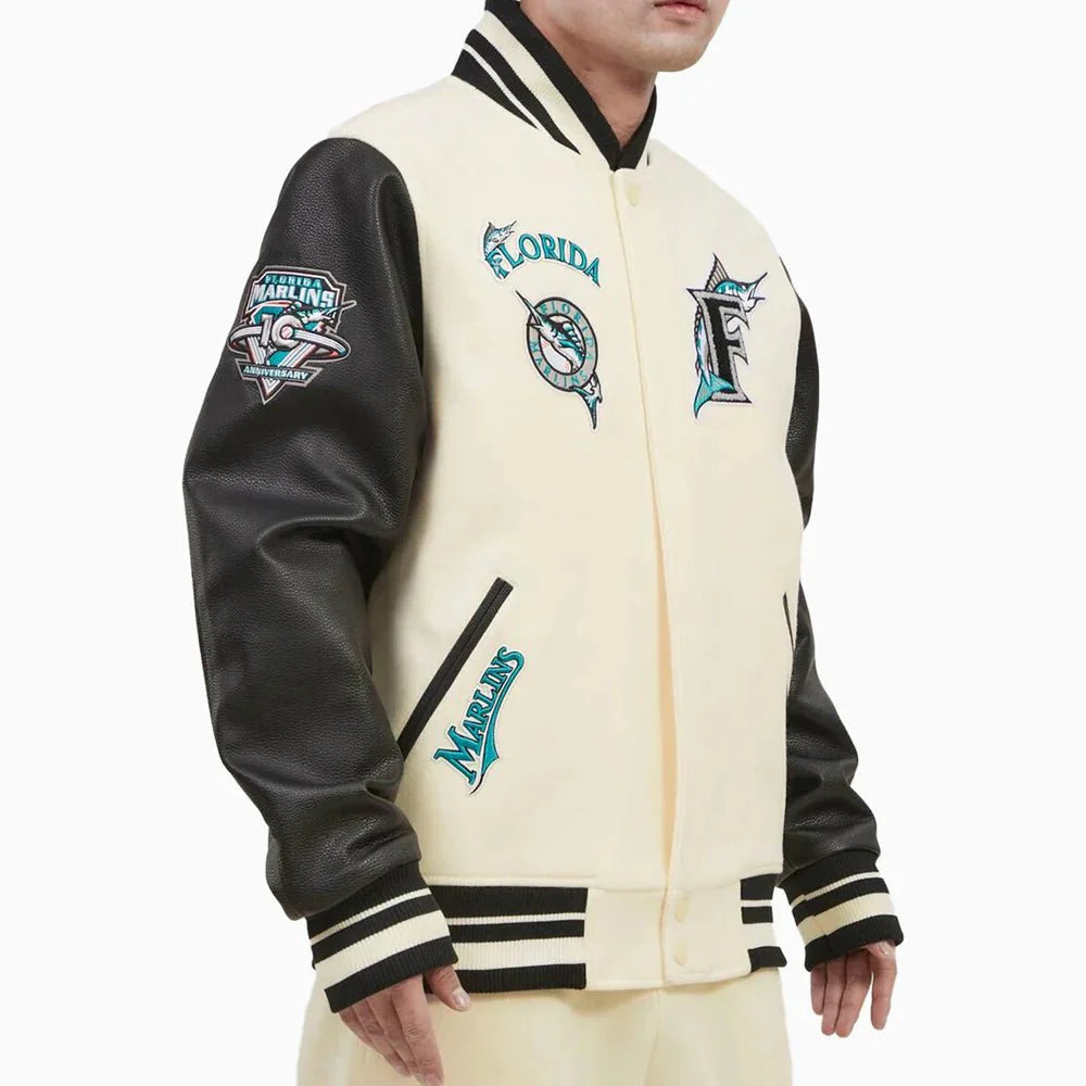 Florida Marlins MLB Wool Varsity Jacket - Rare Leather