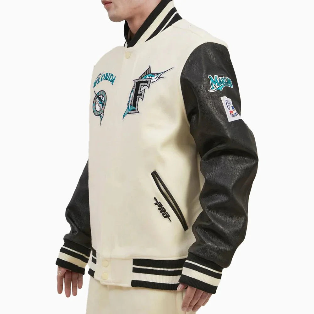 Florida Marlins MLB Wool Varsity Jacket - Rare Leather
