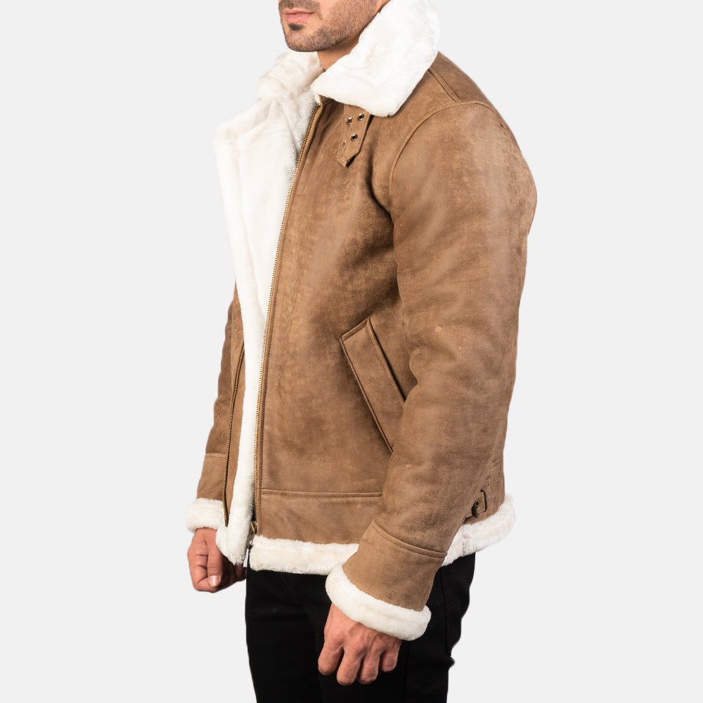 Francis B-3 Distressed Brown Leather Bomber Jacket - Vox Leather