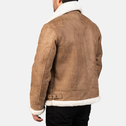 Francis B-3 Distressed Brown Leather Bomber Jacket - Vox Leather