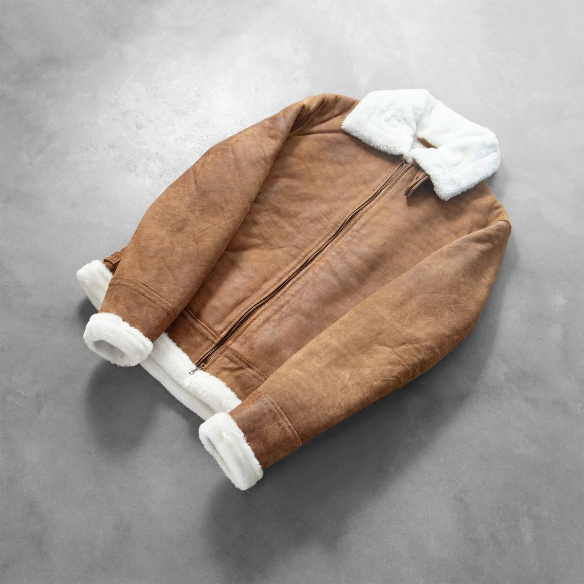 Francis B-3 Distressed Brown Leather Bomber Jacket - Vox Leather