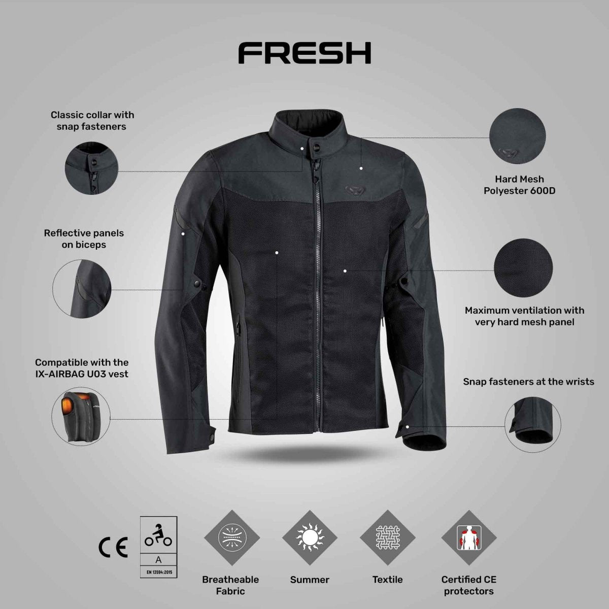 Fresh - Summer Riding Jacket (Black) - Vox Leather