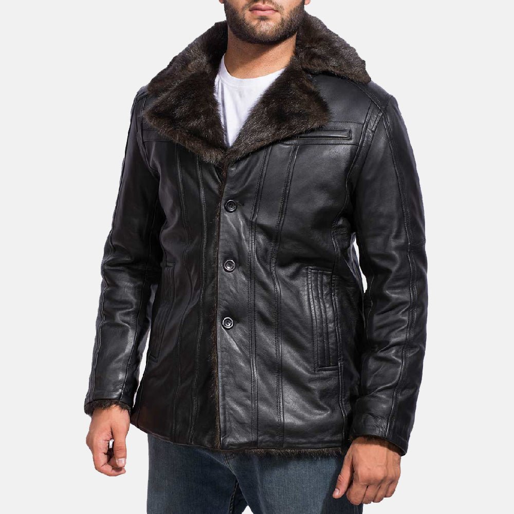 Furcliff Black Leather Coat - Vox Leather
