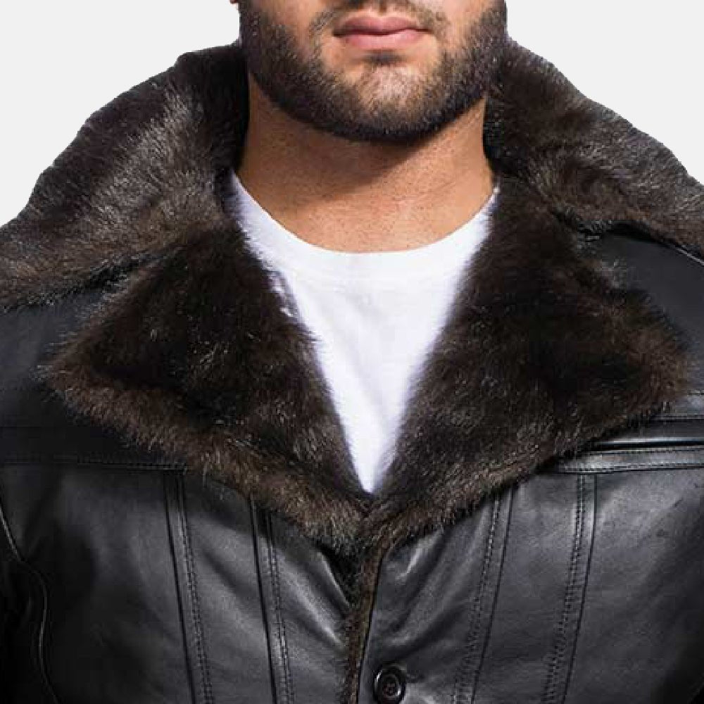 Furcliff Black Leather Coat - Vox Leather