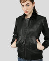 Gemma Black Bomber Leather Jackets with Fur - Rare Leather