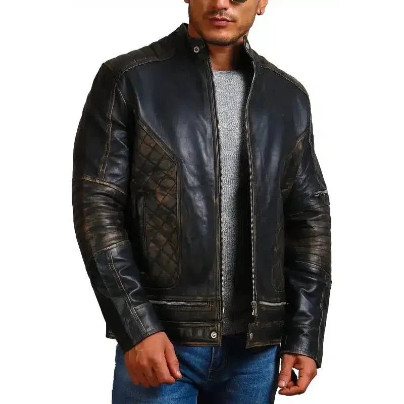 Gothic Skull and Crossbones Biker Jacket - Vox Leather