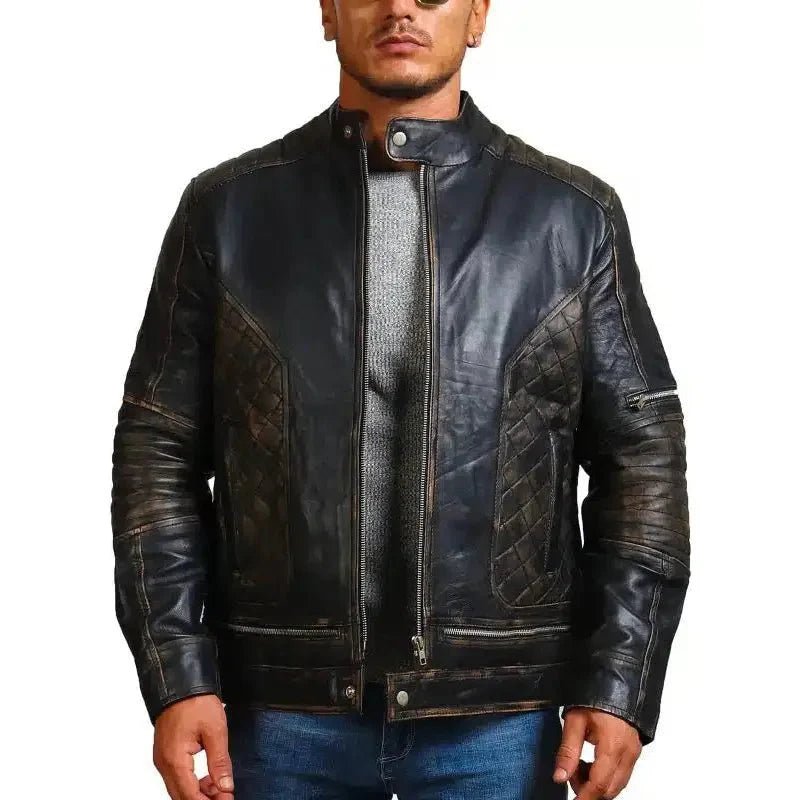 Gothic Skull and Crossbones Biker Jacket - Vox Leather
